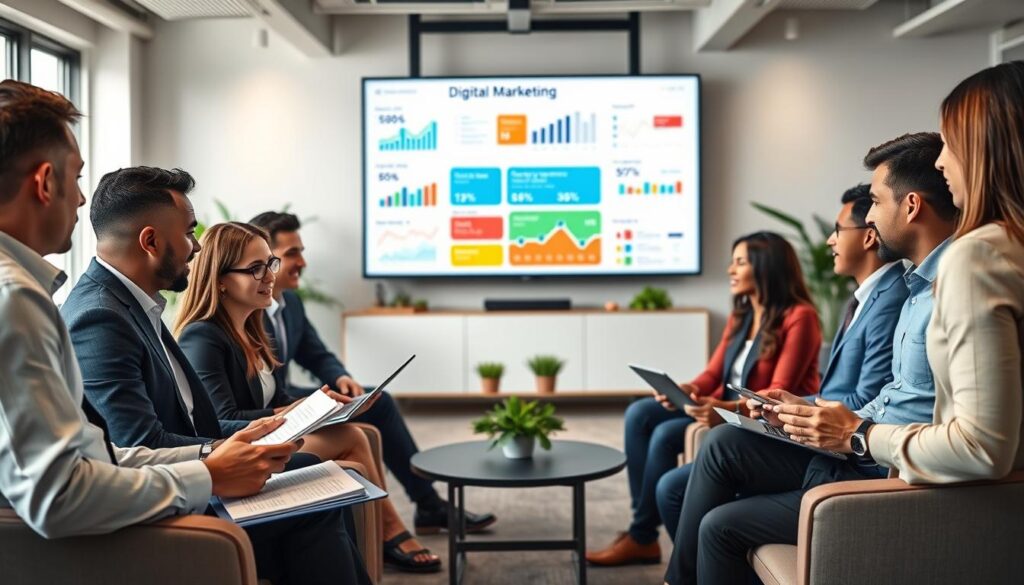 Equipo profesional en estrategia de negocios y marketing